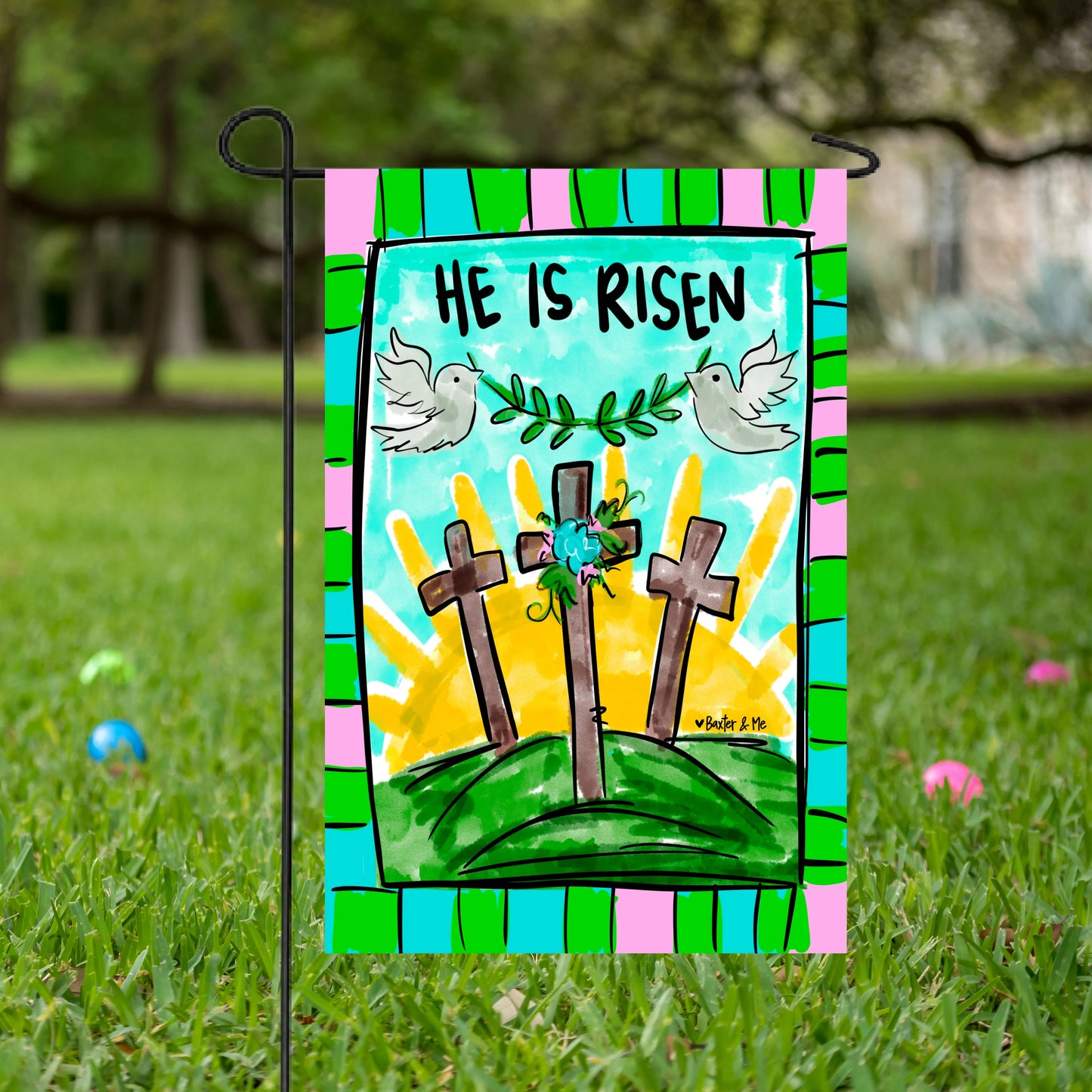 He is Risen Doves Garden Flag