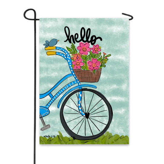 Hello Bike Garden Flag