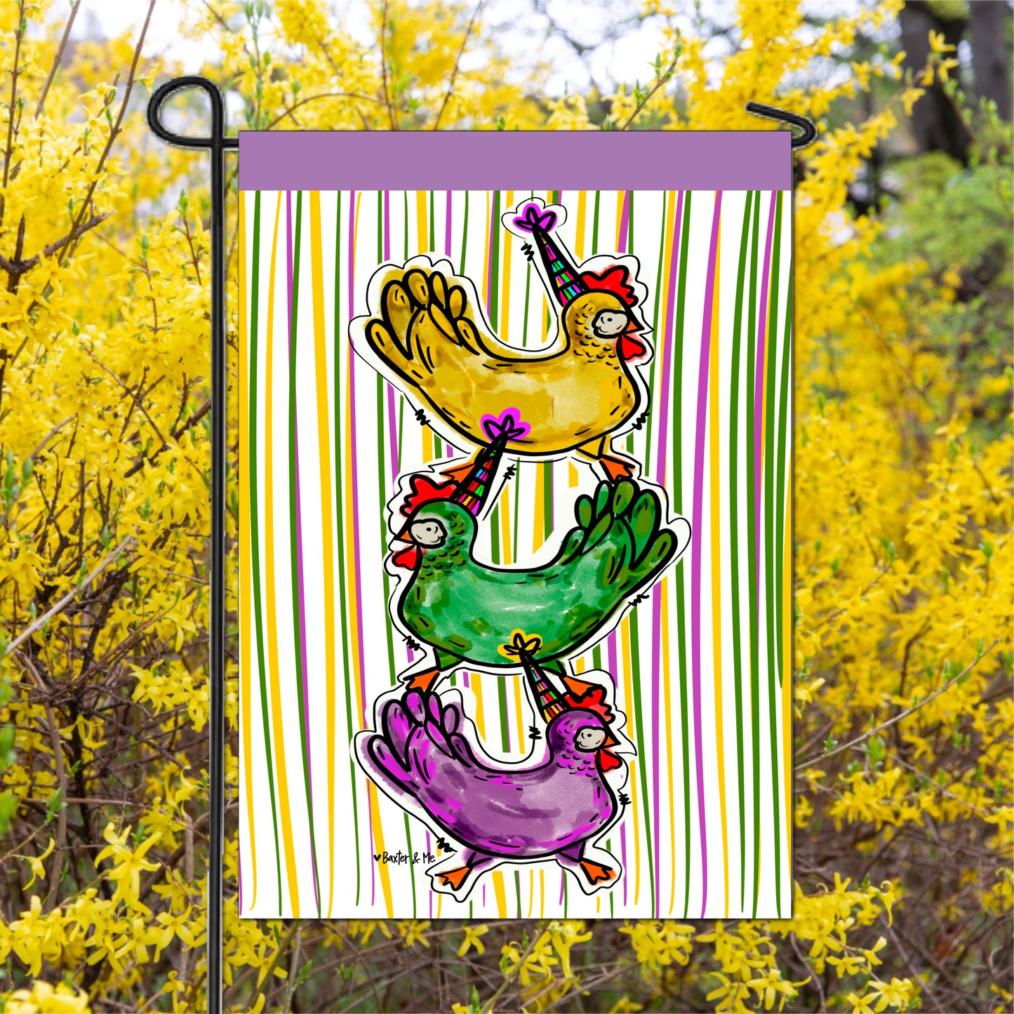 Party Chickens Garden Flag