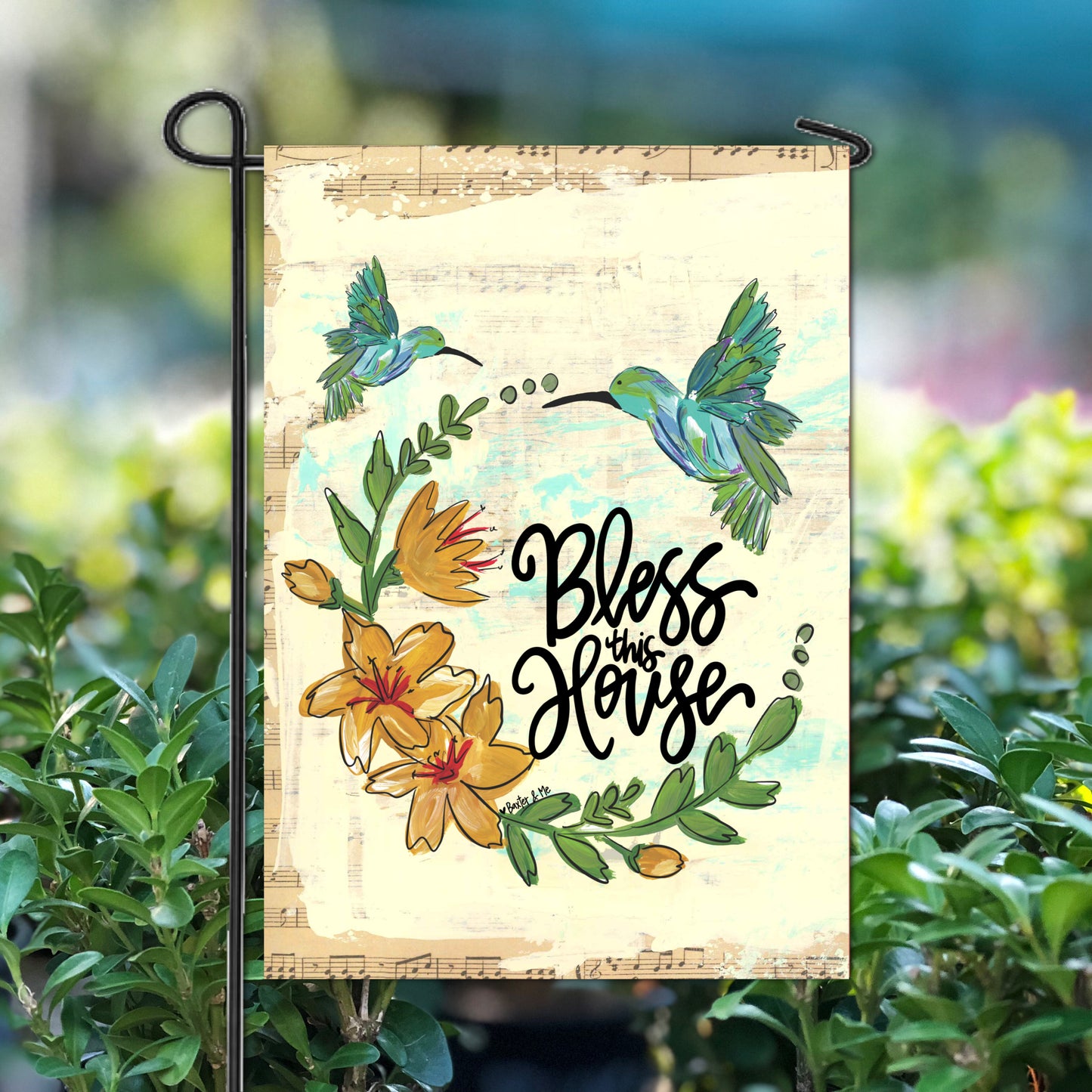 Bless this House Hummingbird Garden Flag