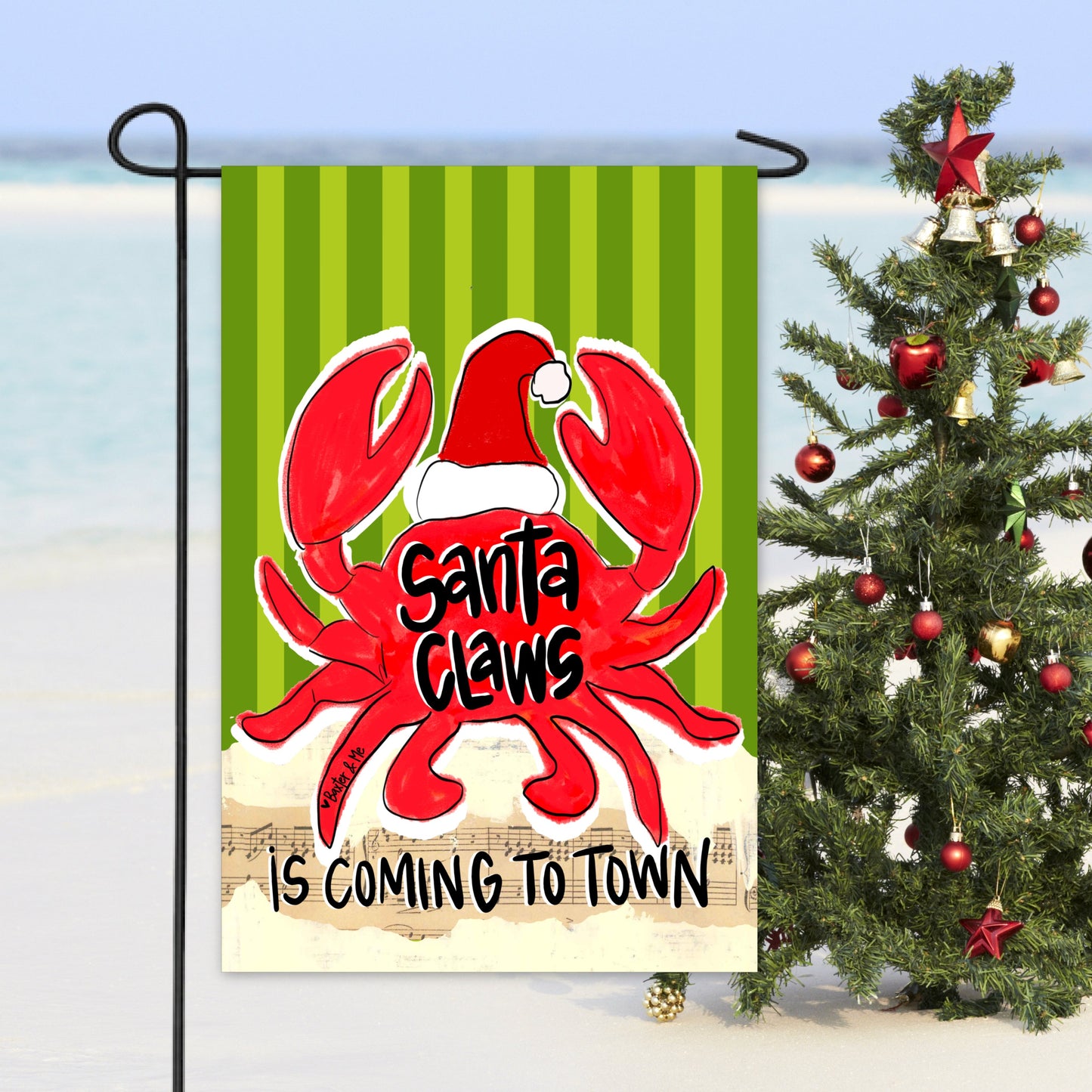 Red Santa Claws is Coming to Town Garden Flag