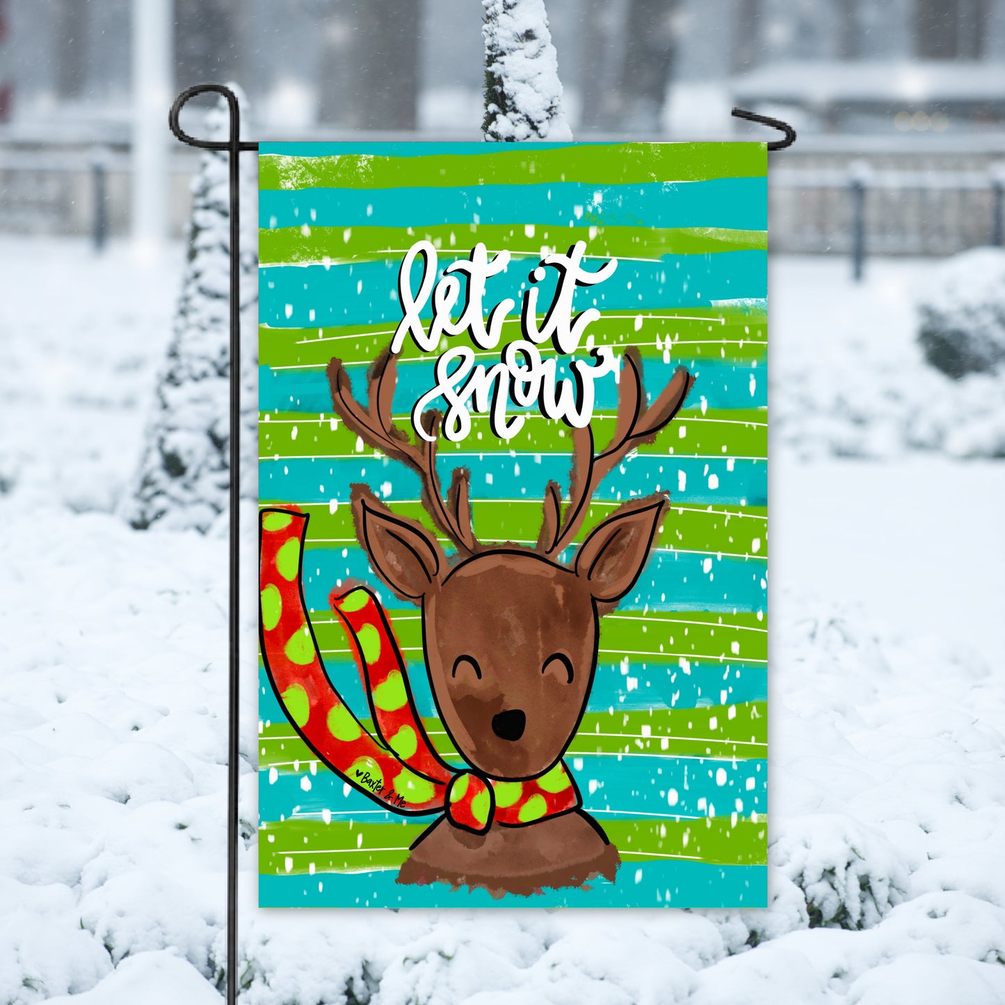 Let it Snow Reindeer Garden Flag