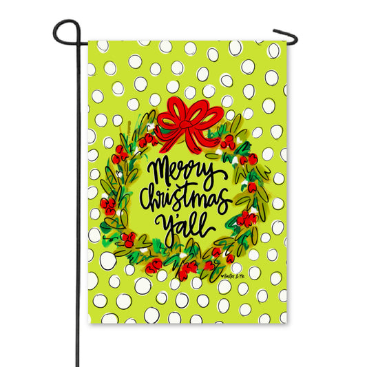 Merry Christmas Wreath Garden Flag