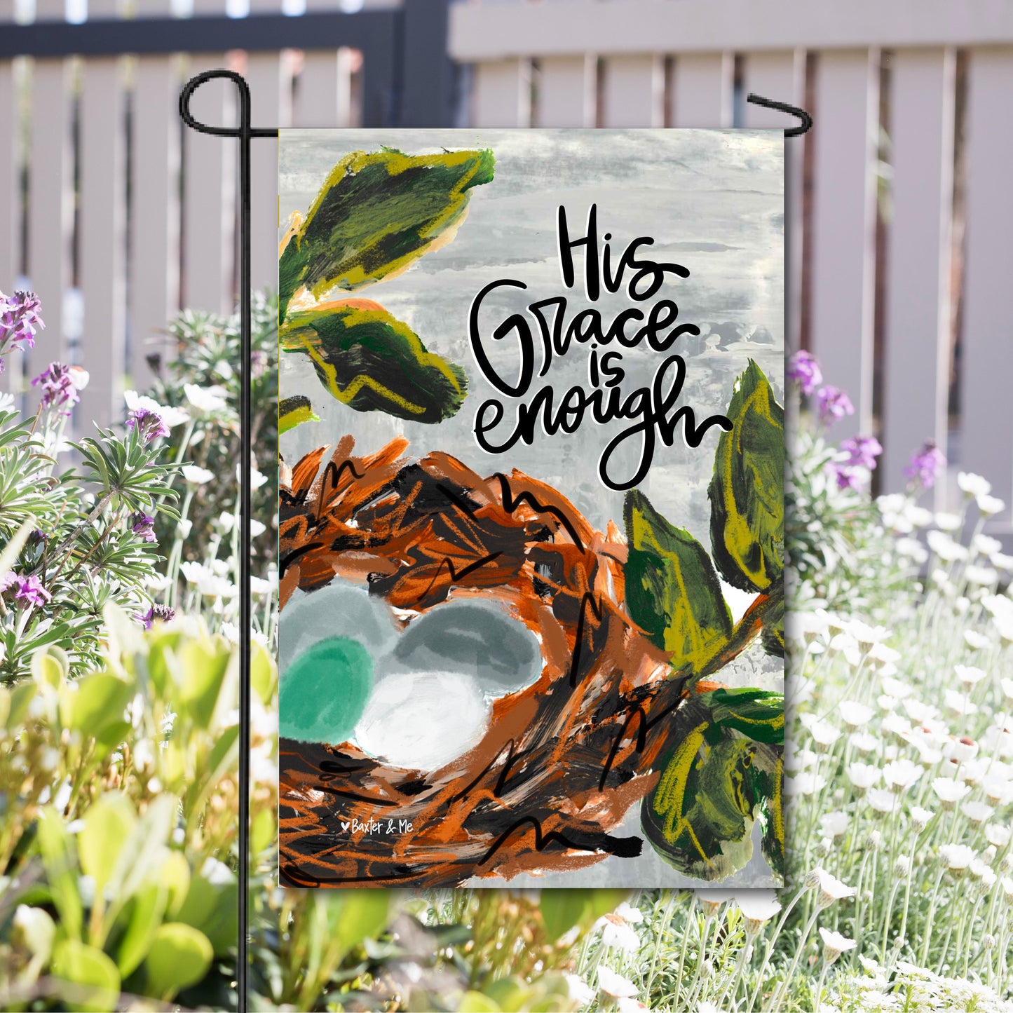 His Grace is Enough Bird Nest Garden Flag