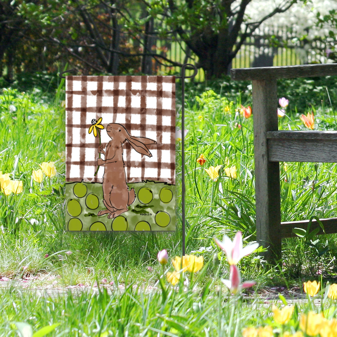 Brown Rabbit Garden Flag