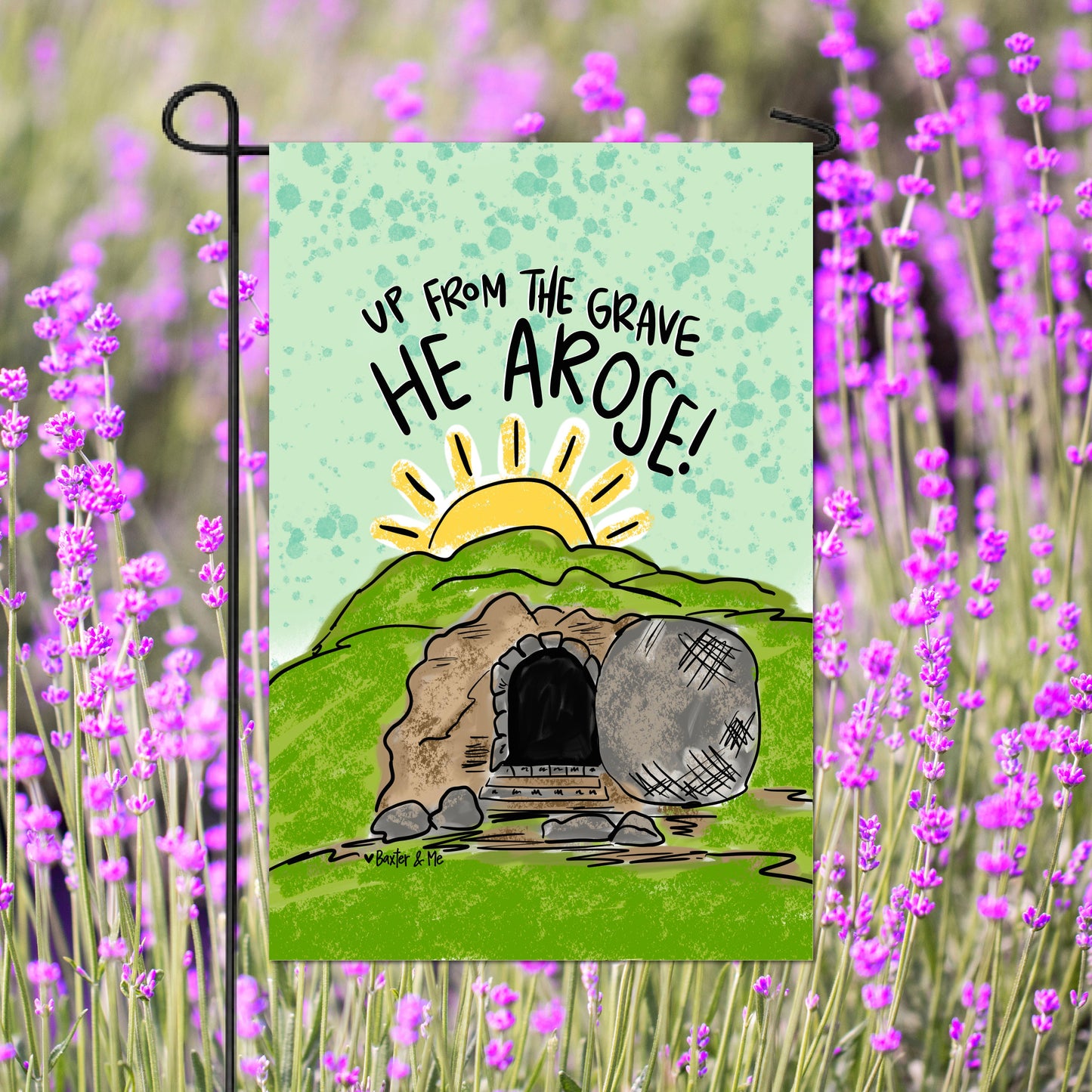 Up From the Grave He Arose Garden Flag