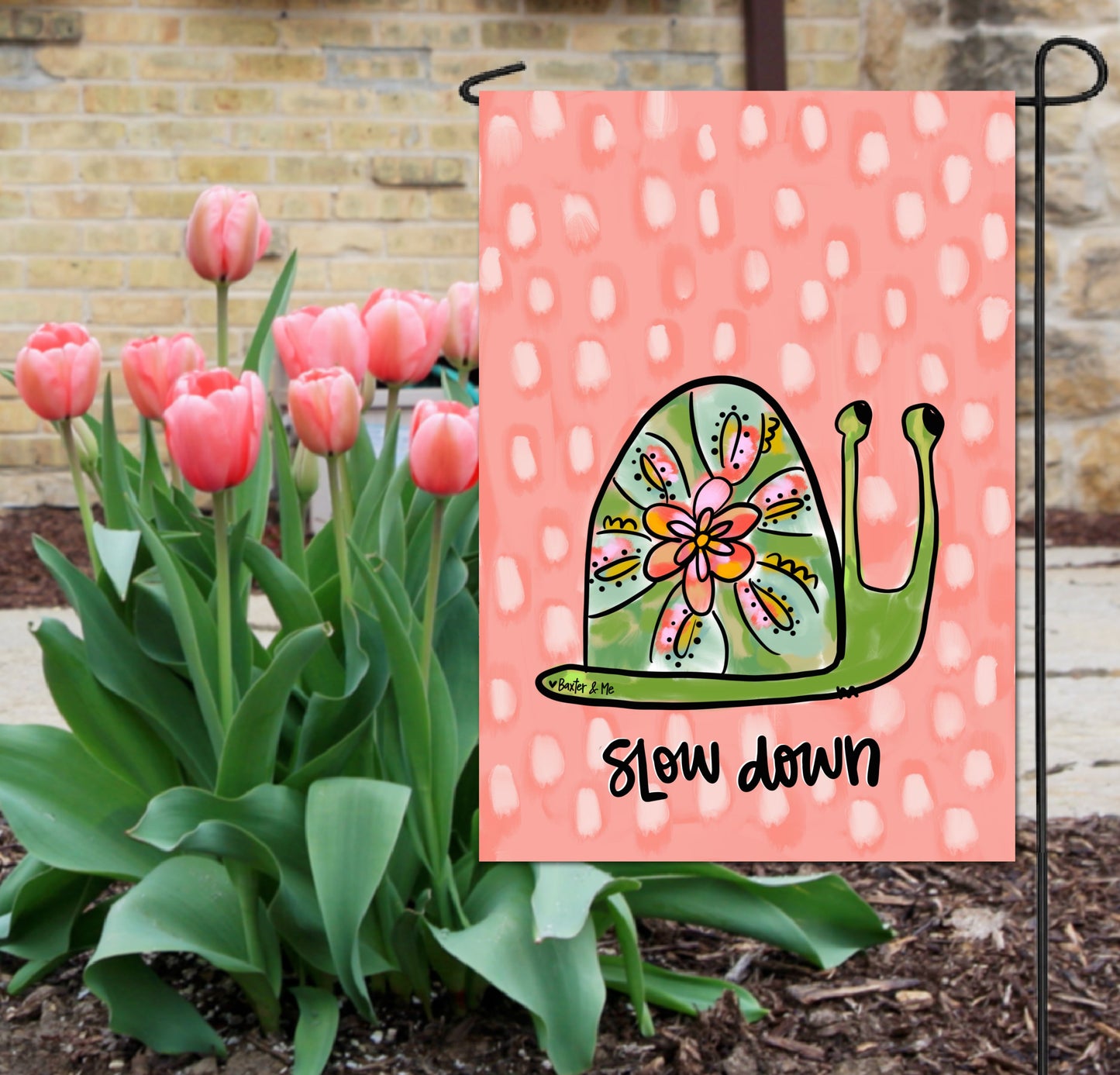 Slow Down Snail Garden Flag