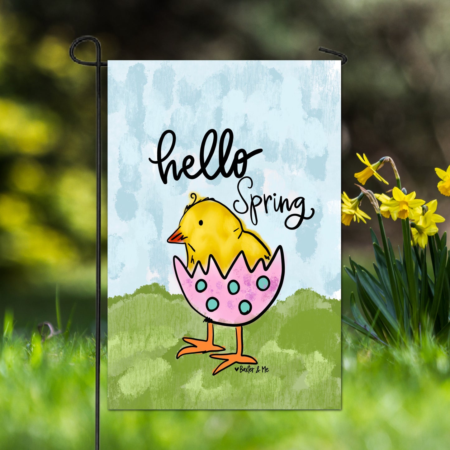 Hello Spring Chick Garden Flag