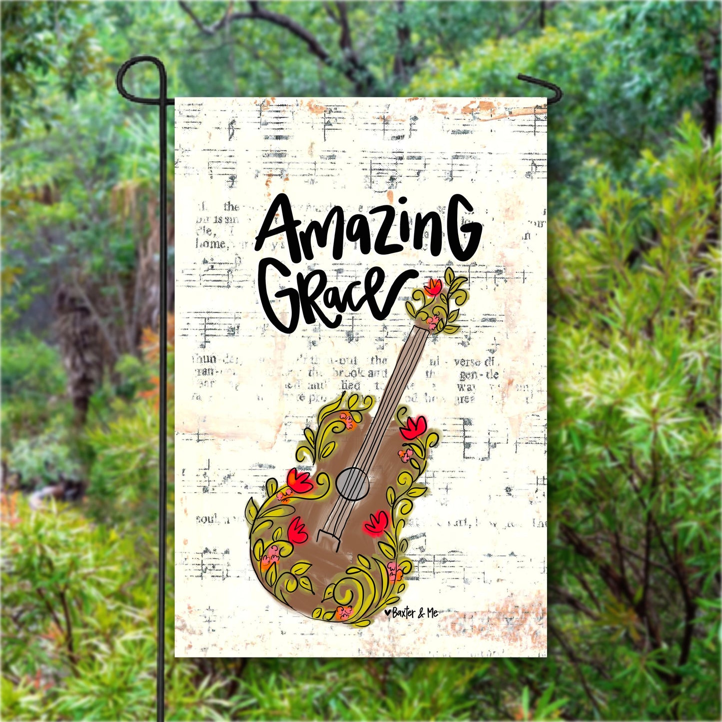 Amazing Grace Guitar Garden Flag