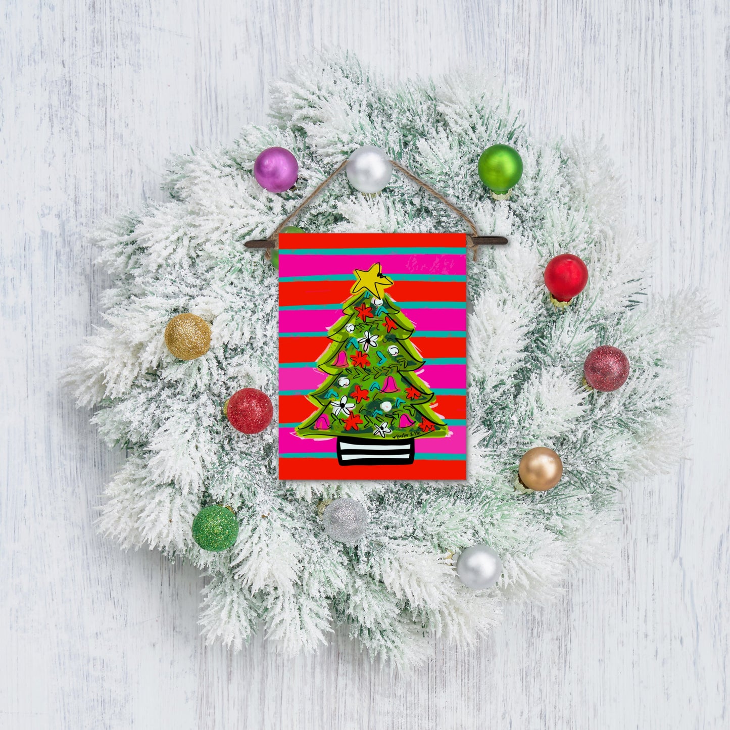 Funky Red Pink Tree Mini Wall Hanging