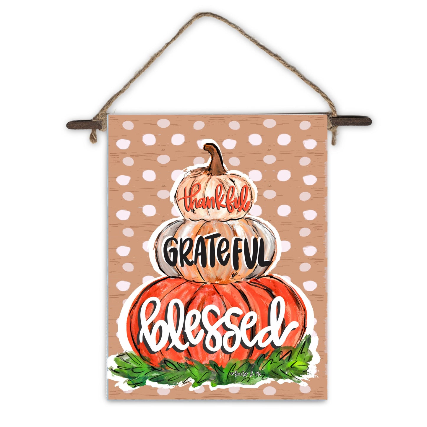 Thankful Grateful Blessed Pumpkin Mini Wall Hanging