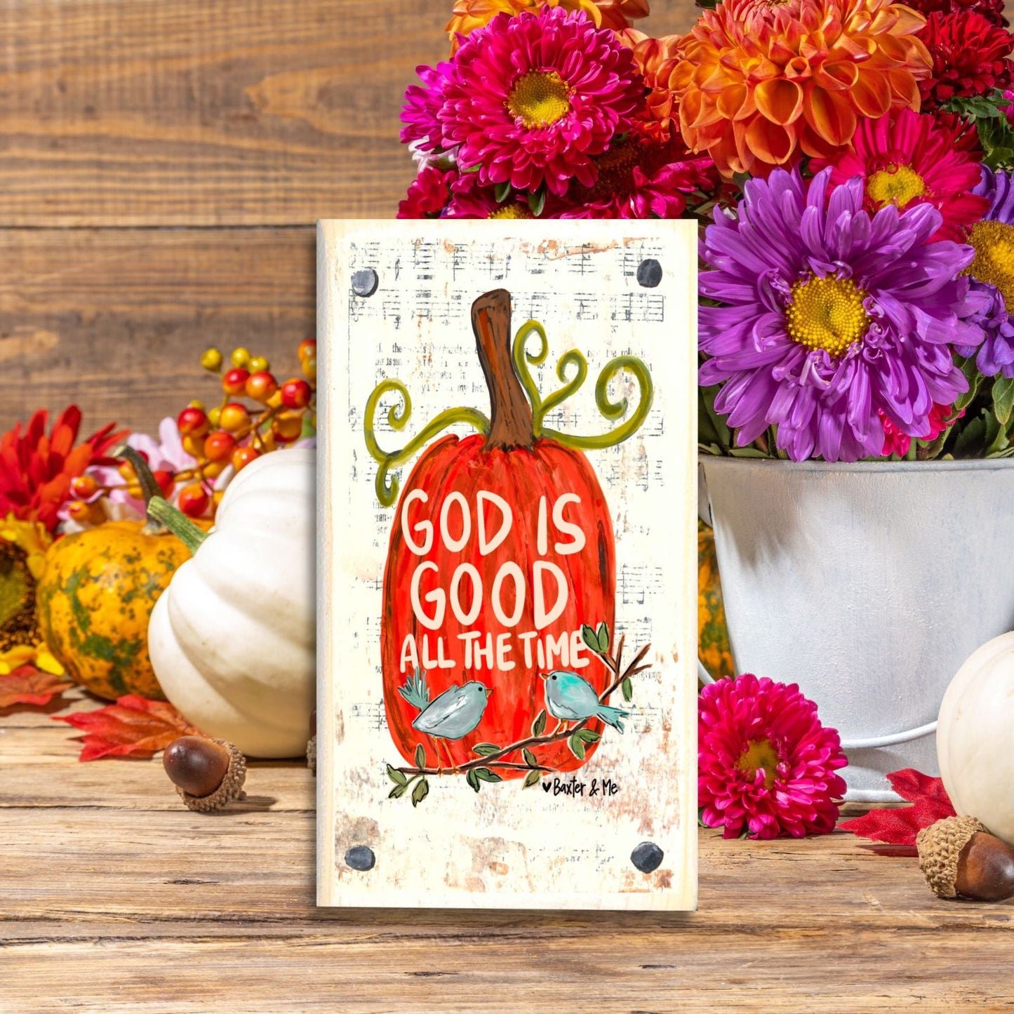 God is Good All the Time Pumpkin Happy Block