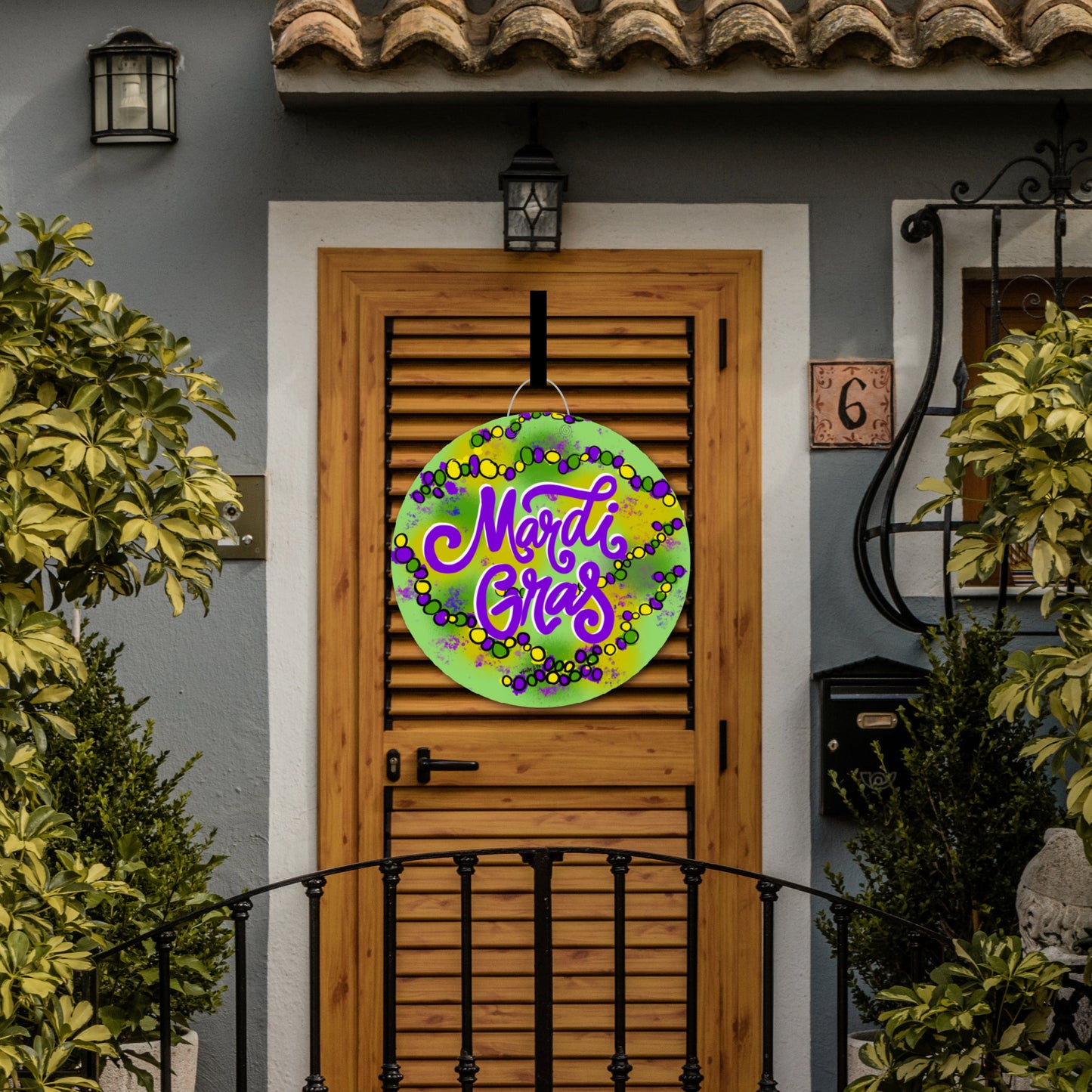 Mardi Gras Beads Door Hanger