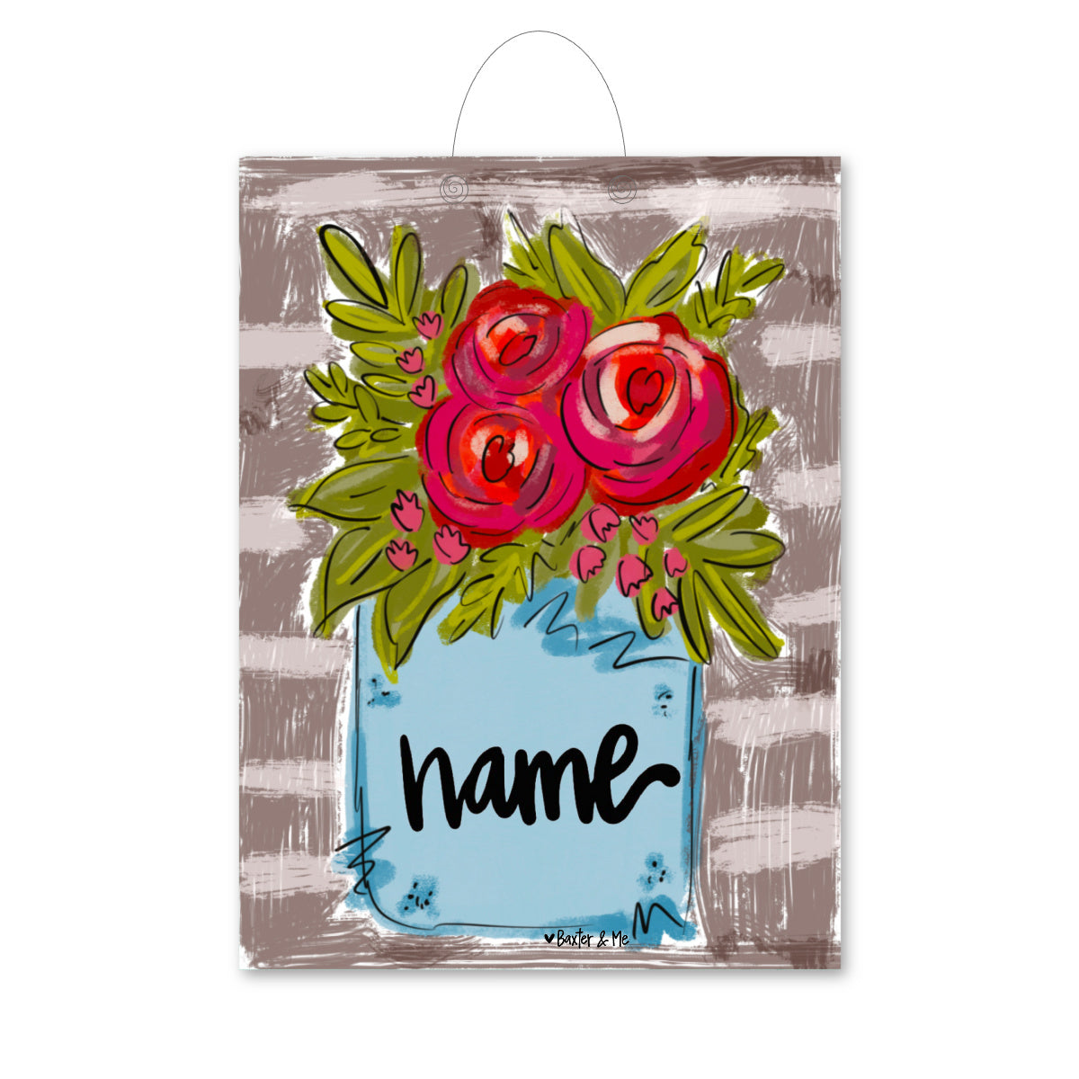 Personalized Flower Jar Door Hanger