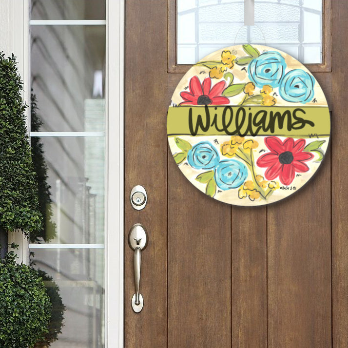 Personalized Green Stripe Door Hanger