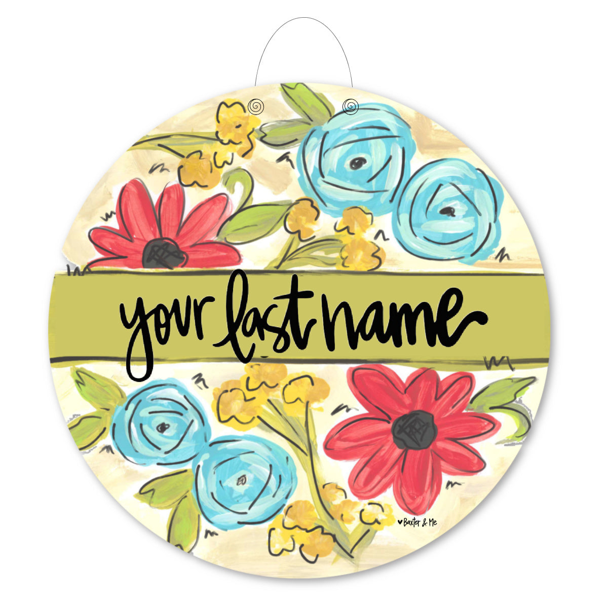 Personalized Green Stripe Door Hanger