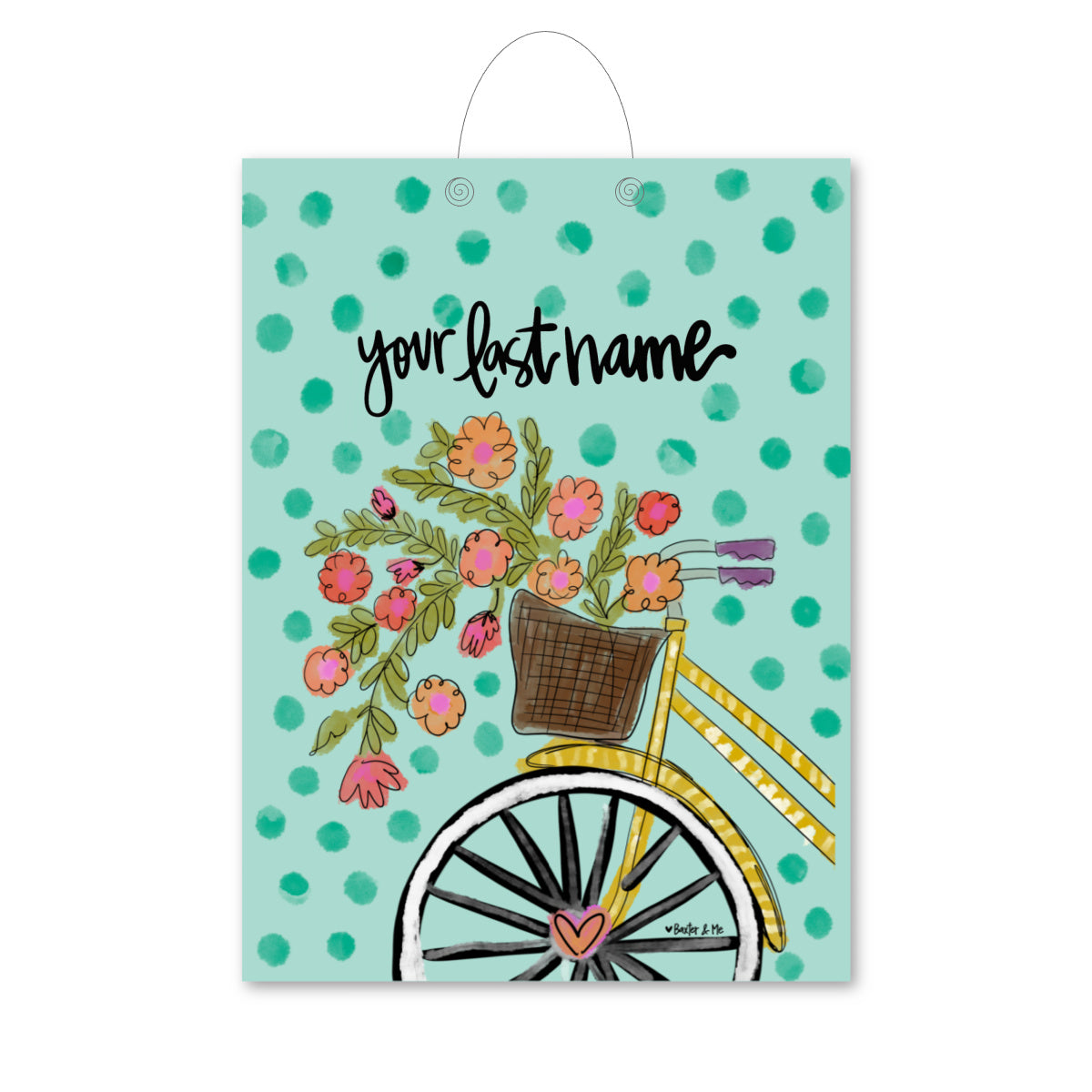 Personalized Yellow Bike Door Hanger