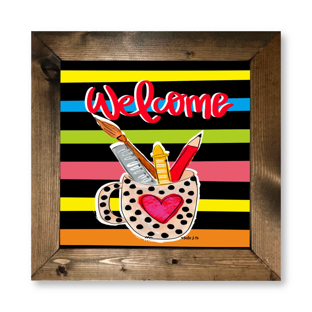 Welcome Teacher Supply Cup Framed Art