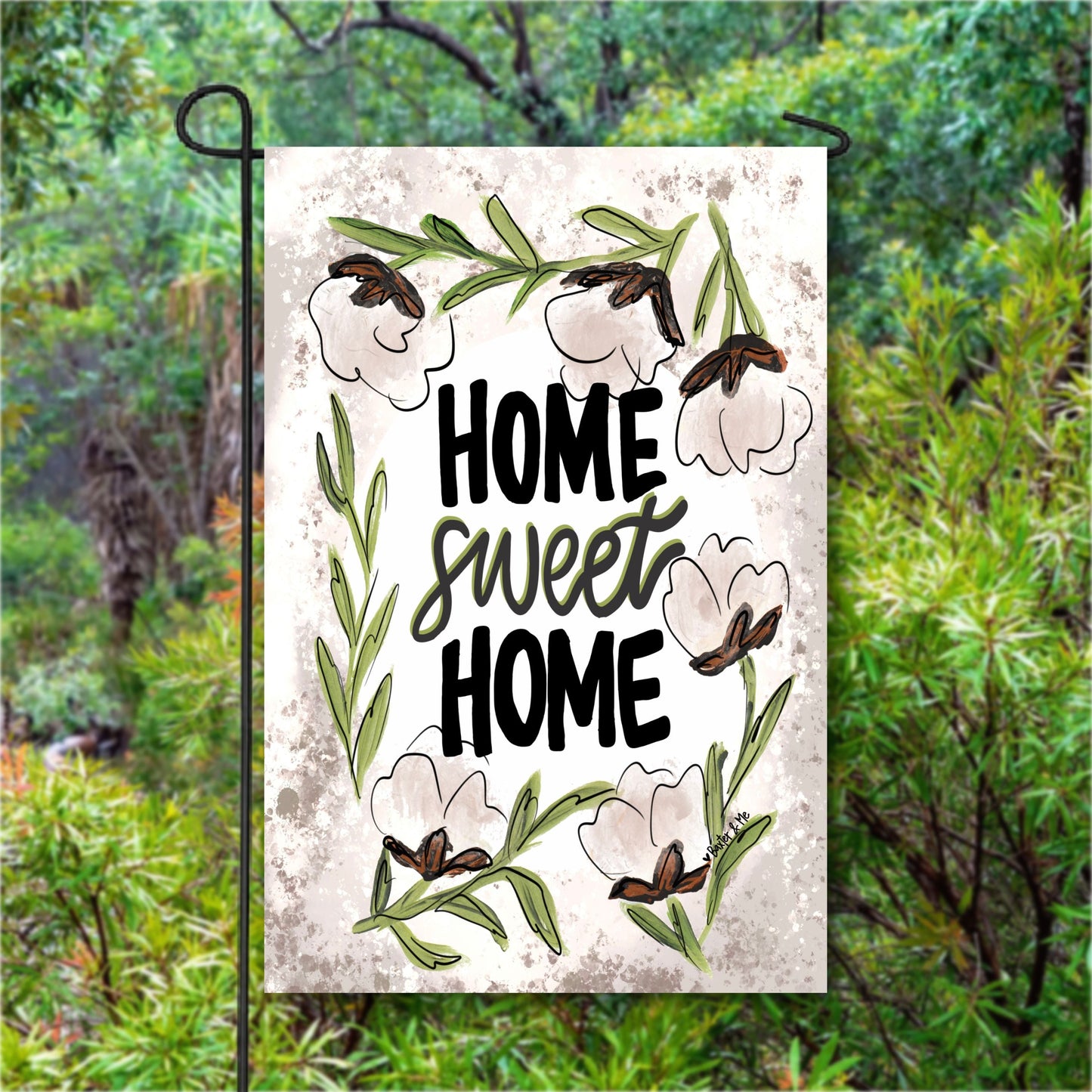 Cotton Wreath Home Sweet Home Garden Flag