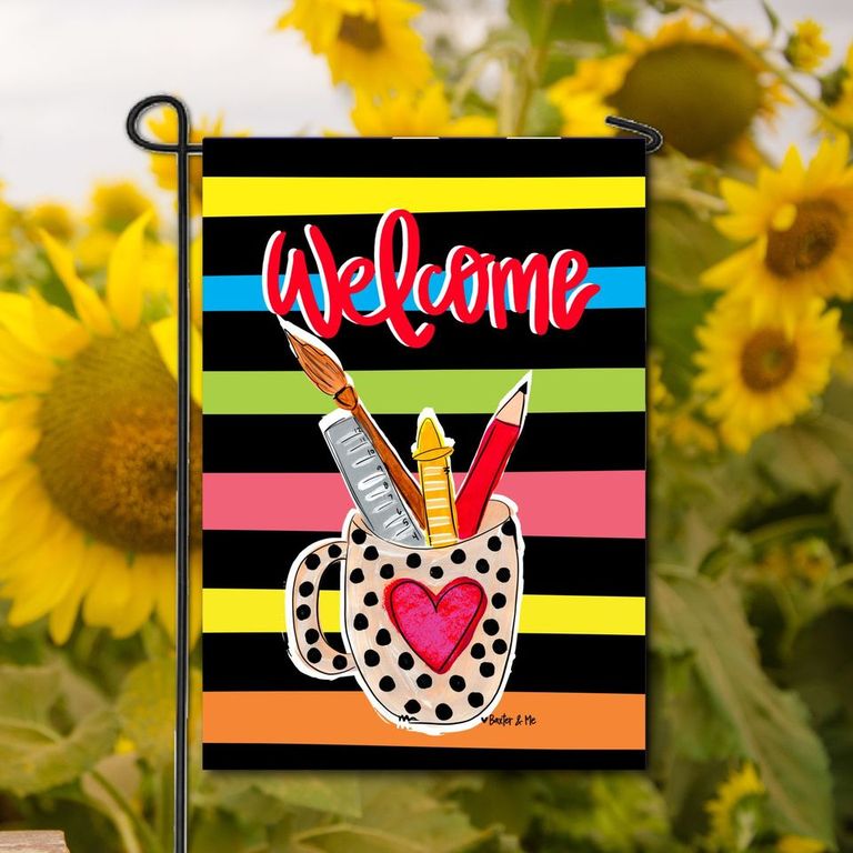 Welcome Teacher Supply Cup Garden Flag