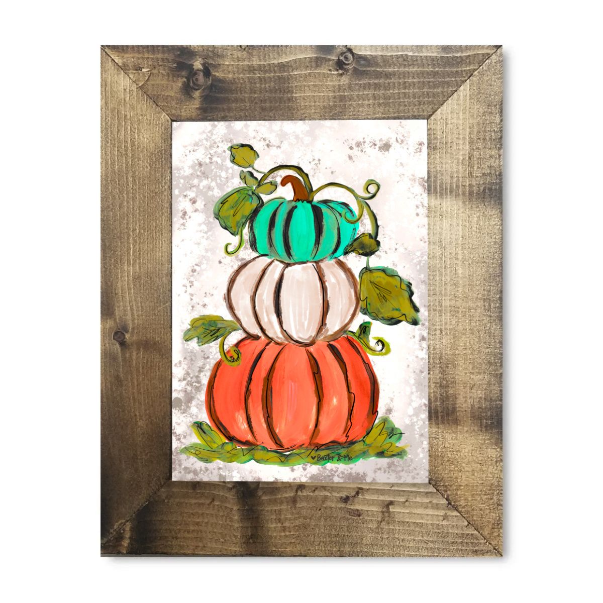 Trio Stacked Pumpkin Framed Art