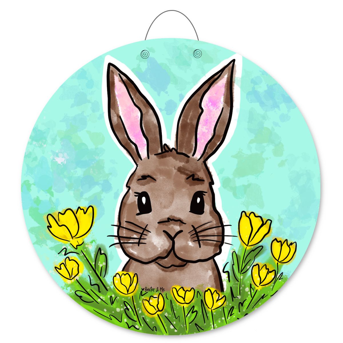 Bunny in Yellow Flowers Door Hanger