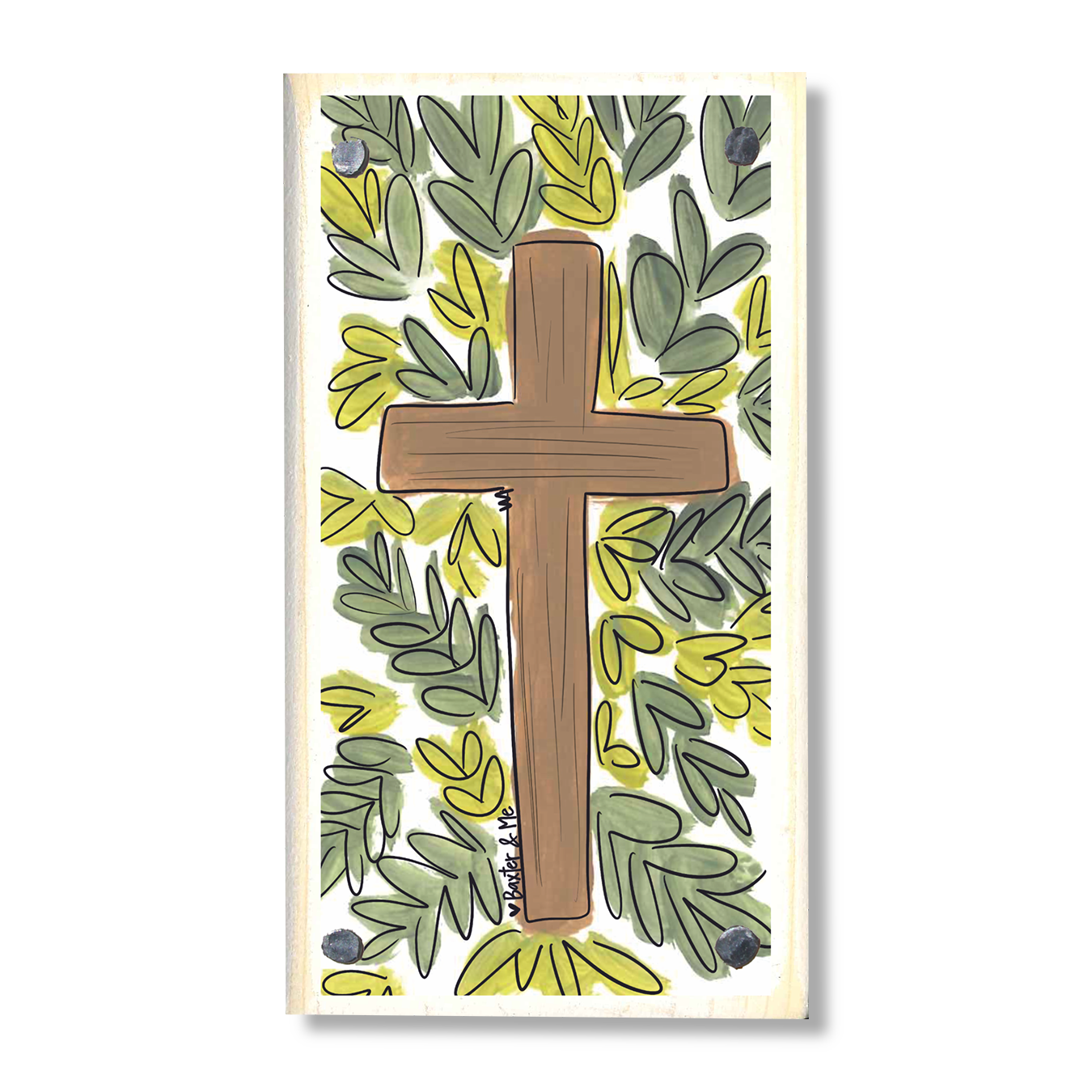 Greenery Cross Happy Block