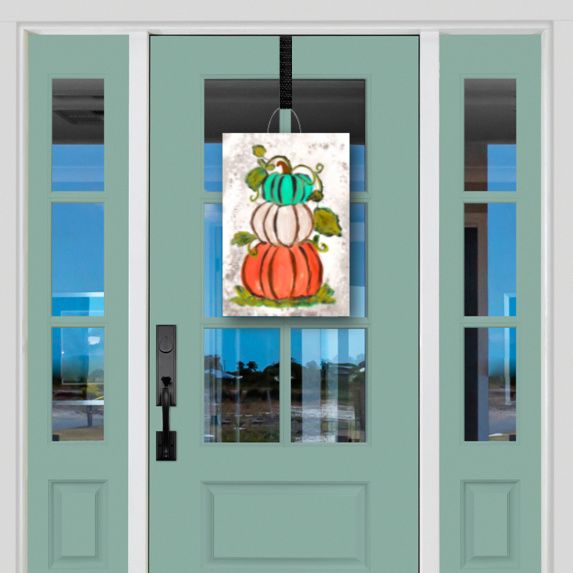 Trio Stacked Neutral Pumpkin Door Hanger