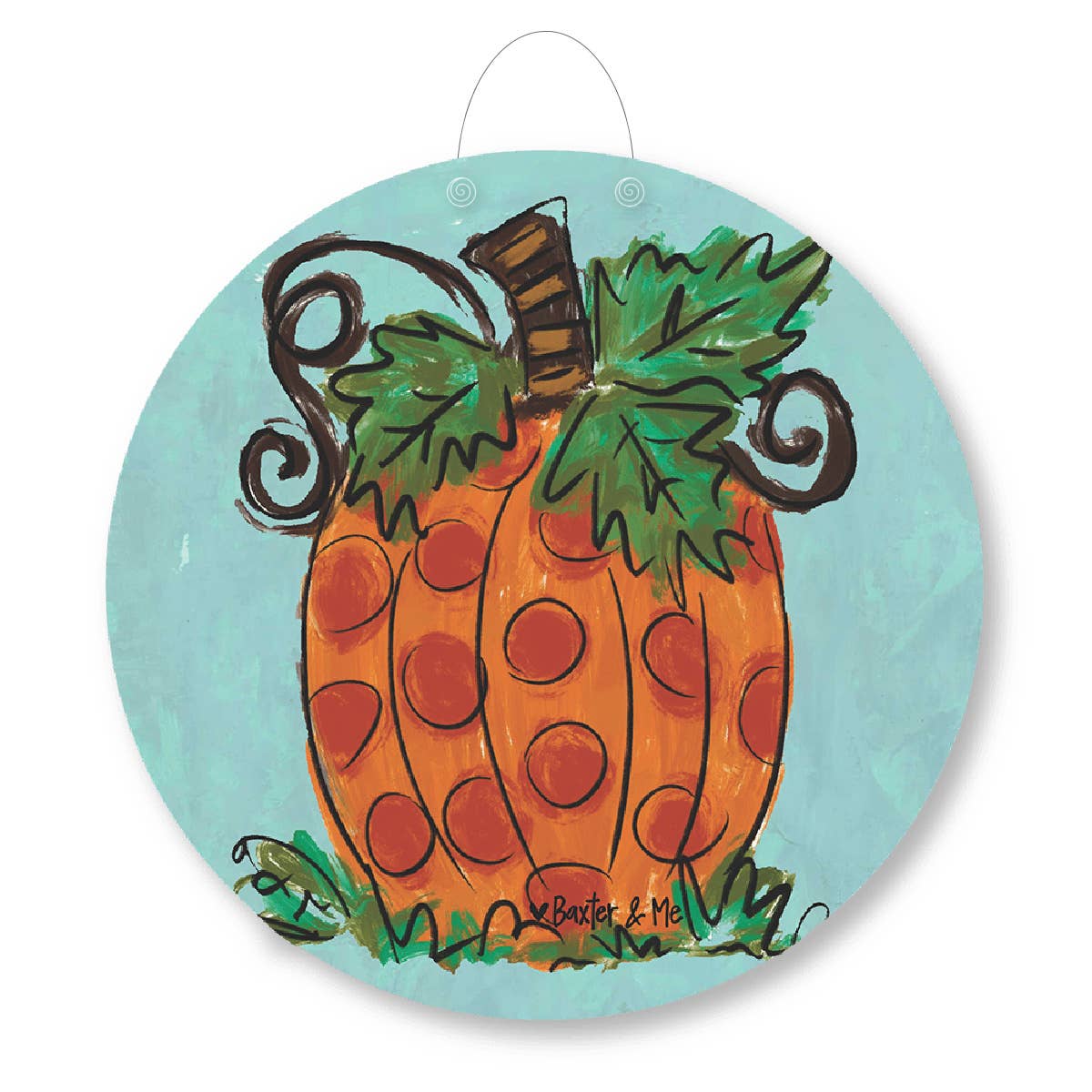 Polka Dot Pumpkin Door Hanger