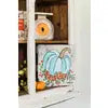 Blue Floral Pumpkin - Wrapped Canvas
