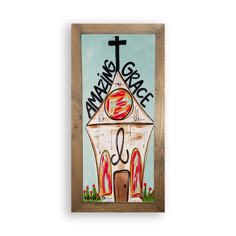Amazing Grace Framed Art, 12" x 24"
