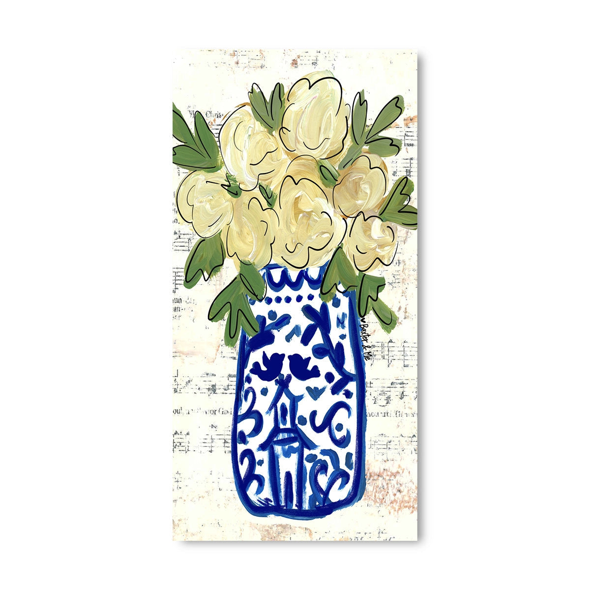 Blue Willow Vase - Wrapped Canvas