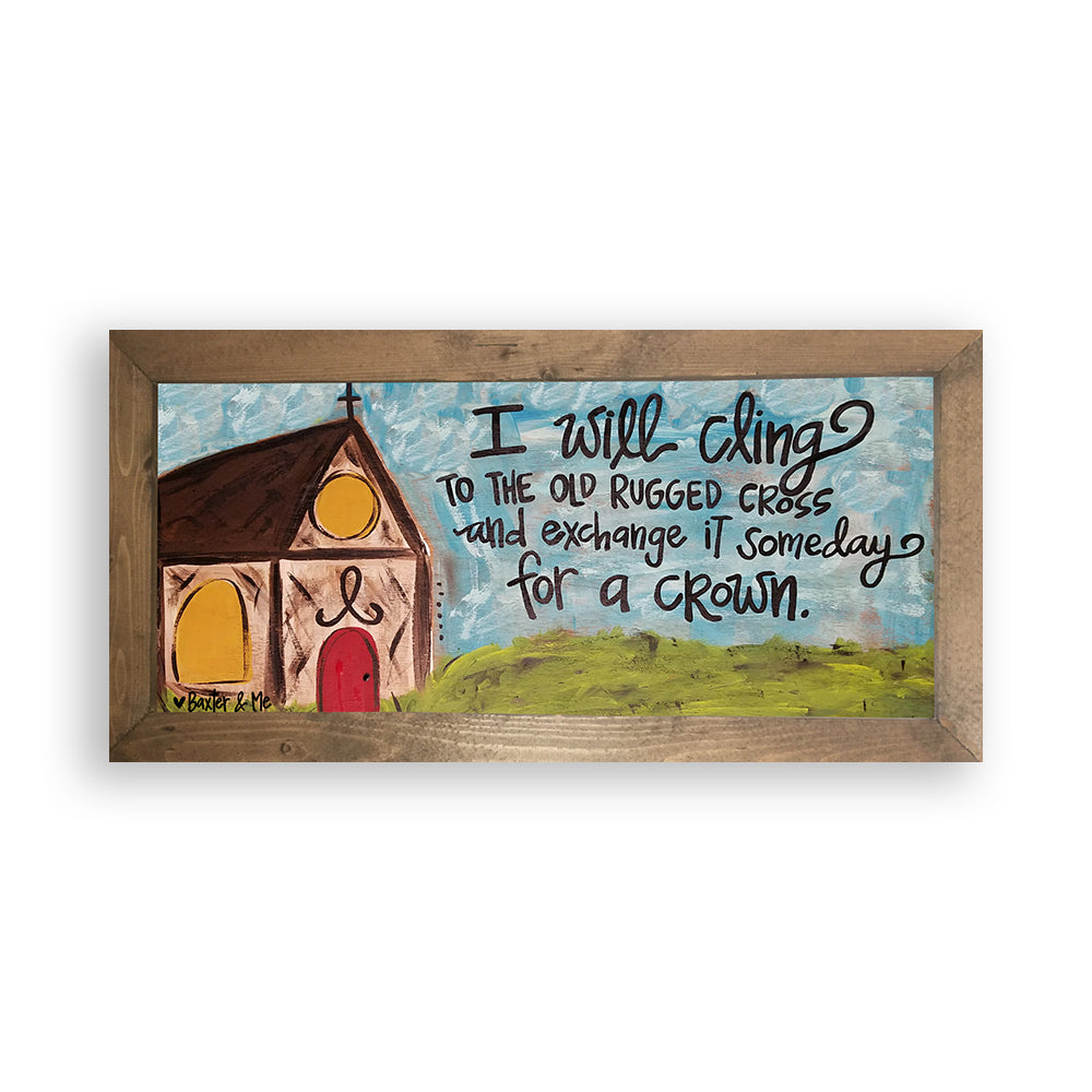 The Old Rugged Cross - Framed Art, 12" x 24"