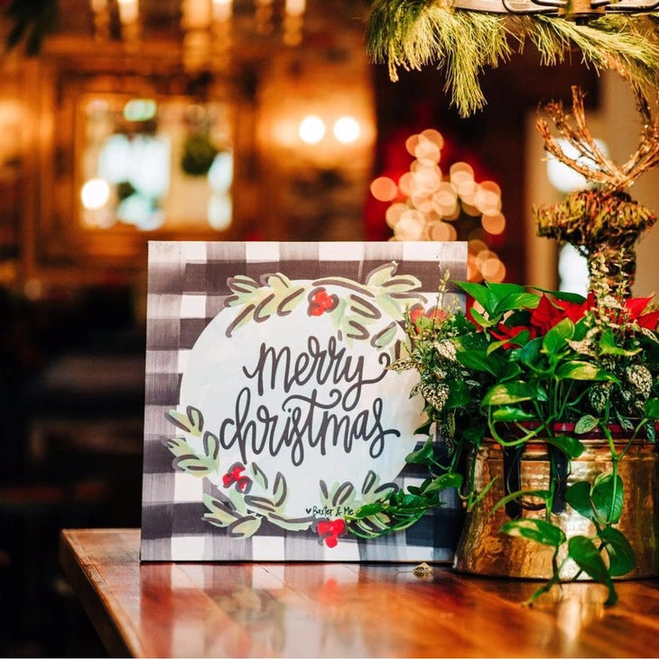 Merry Christmas Wreath - Wrapped Canvas
