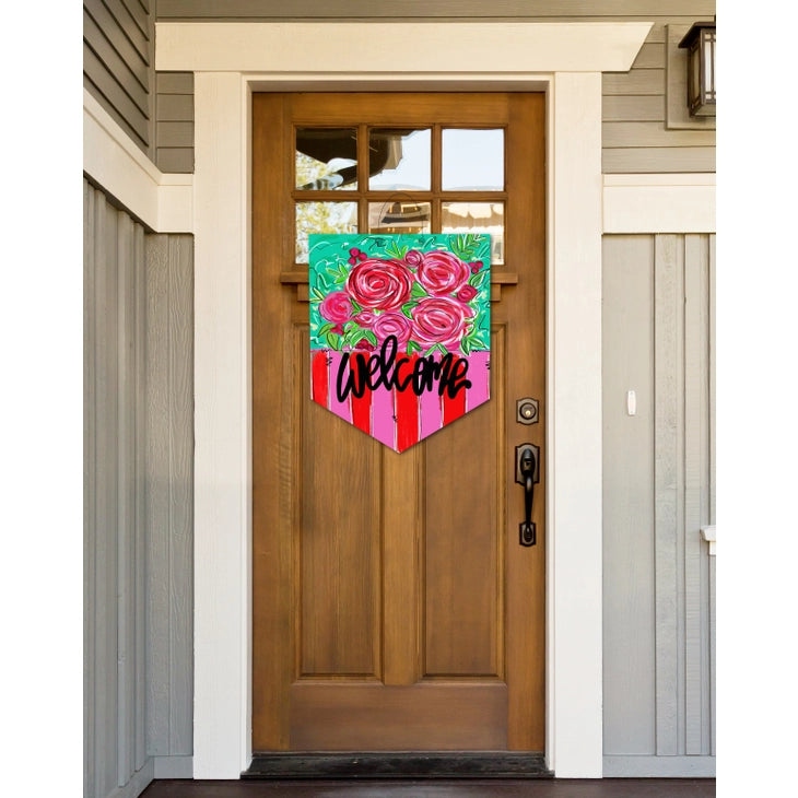Red/Pink Floral Welcome Door Hanger