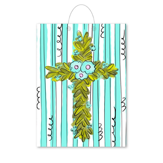 Striped Greenery Cross Door Hanger