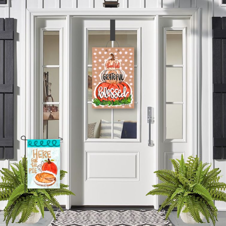 Thankful Grateful Blessed Pumpkin Door Hanger