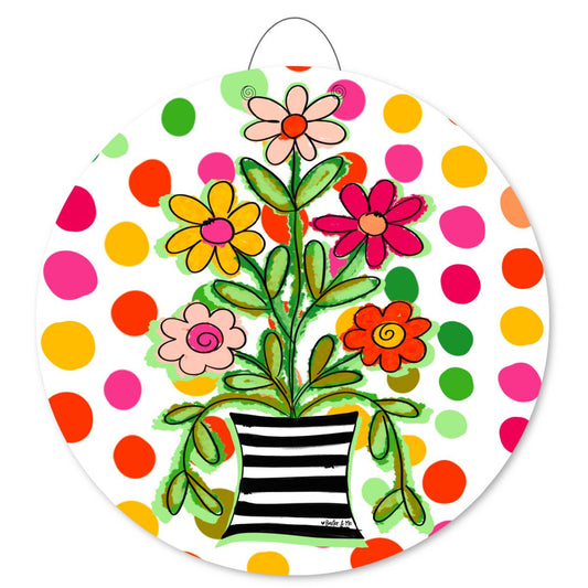 Happy Dot Floral Door Hanger