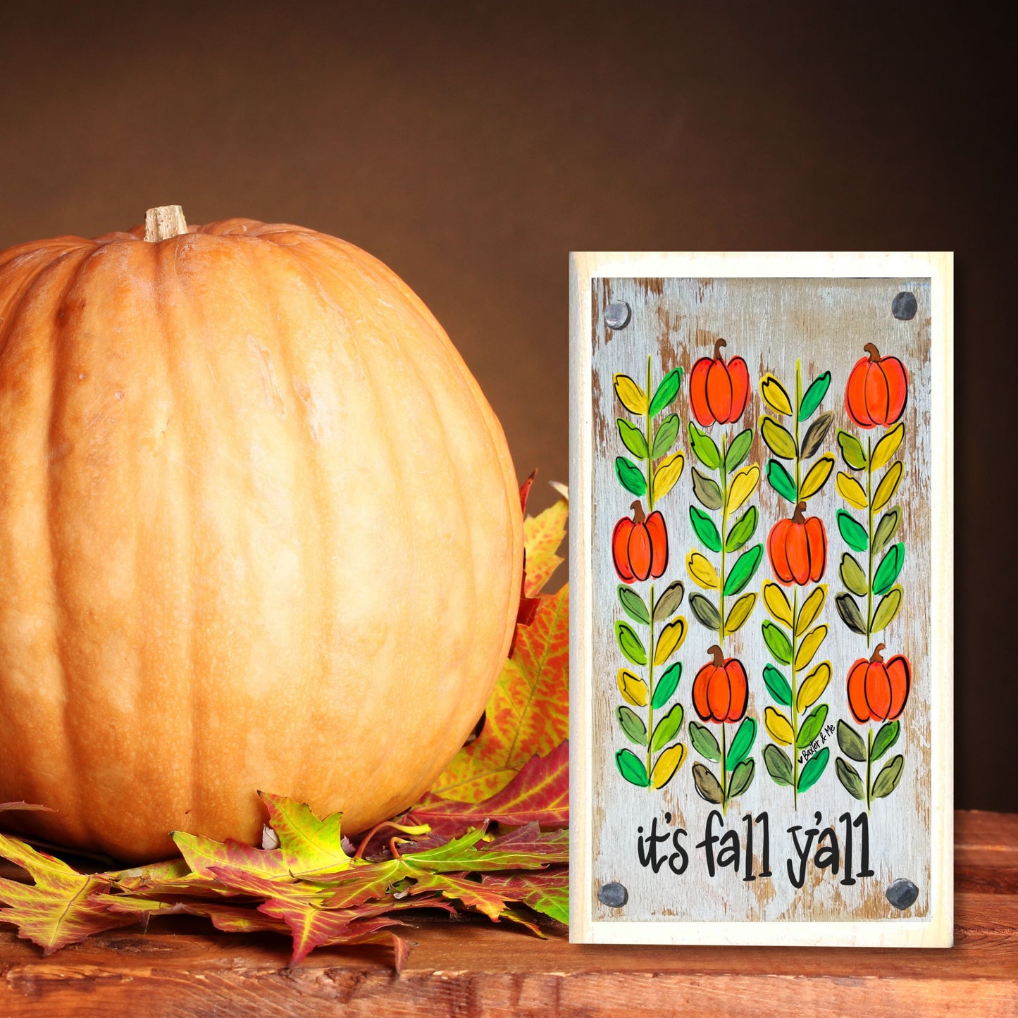 It's Fall Y'all Pumpkin Stem Happy Block