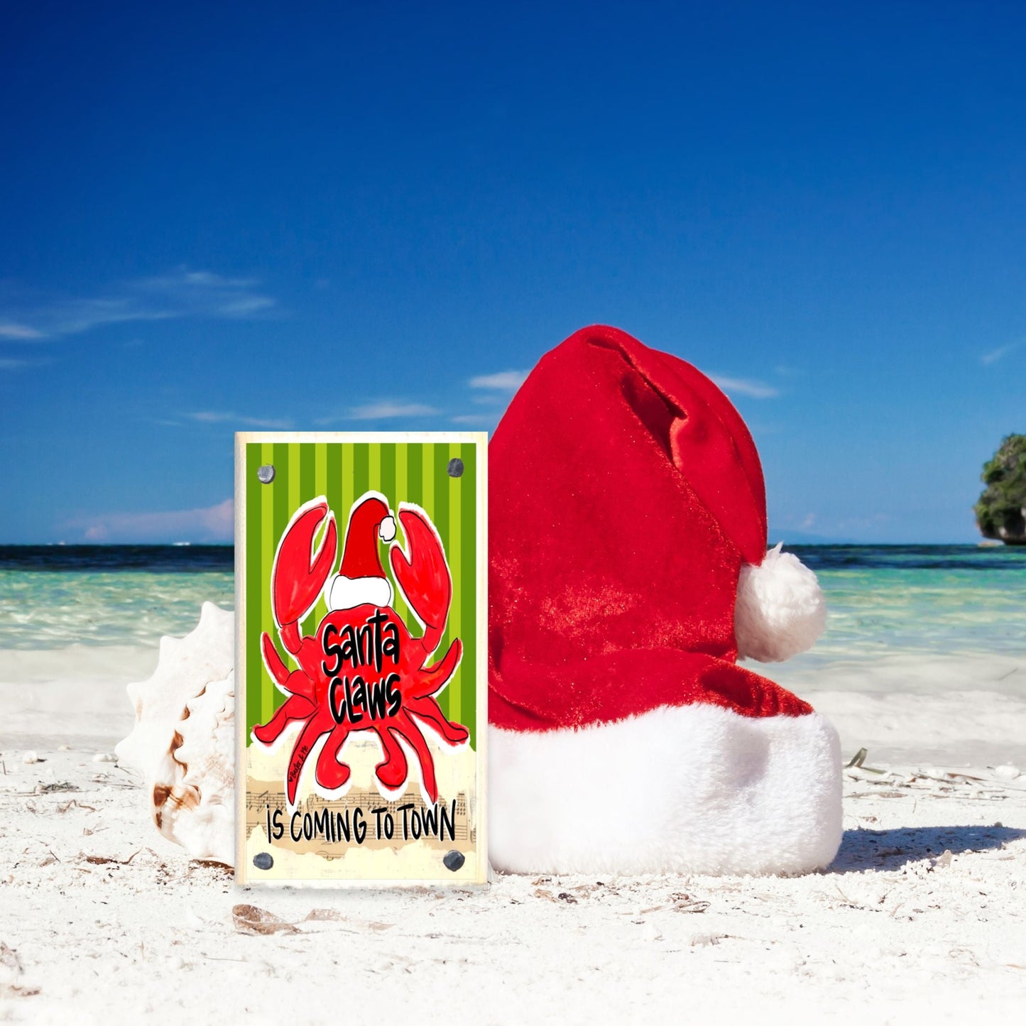 Red Santa Claws is Coming to Town Happy Block