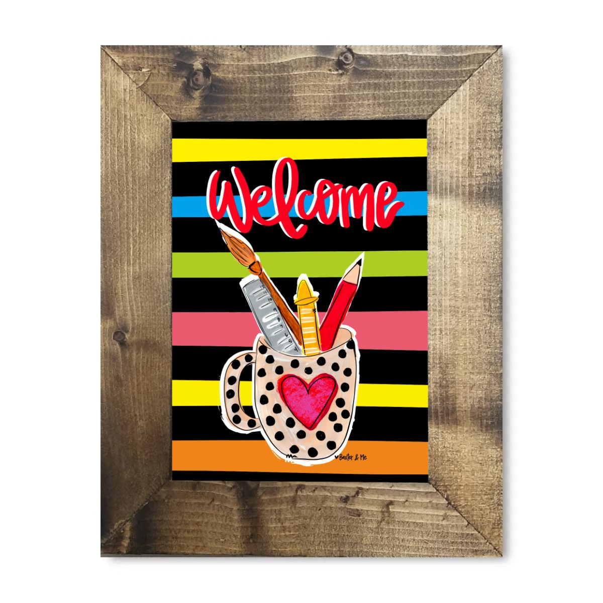 Welcome Teacher Supply Cup Framed Art