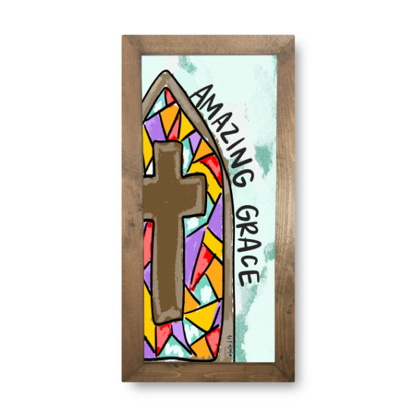 Amazing Grace Stained Glass Framed Art