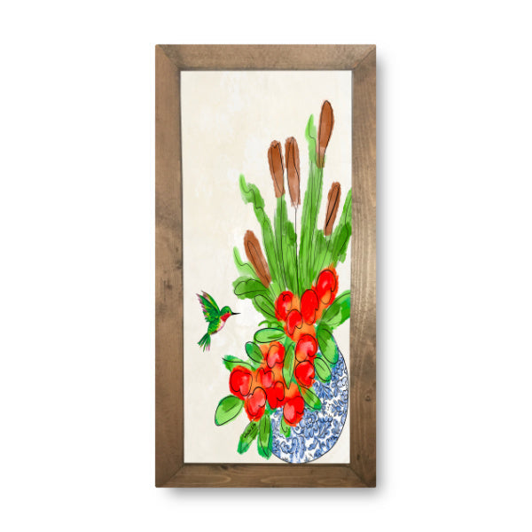 Hummingbird in Cattails Framed Art