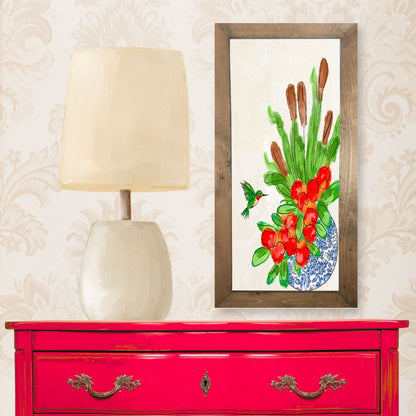 Hummingbird in Cattails Framed Art