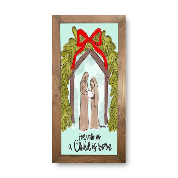 Child is Born Manger Miracle - Framed Art