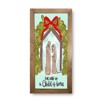Child is Born Manger Miracle - Framed Art