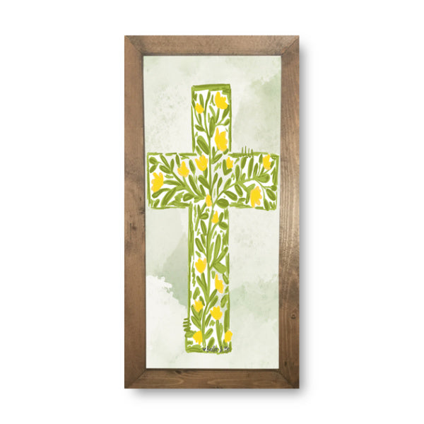 Yellow Tulip Cross Framed Art