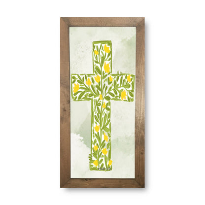 Yellow Tulip Cross Framed Art