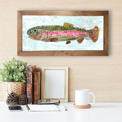 Rainbow Trout Framed Art - 12" x 24"