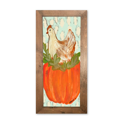 Pumpkin Sitting Hen Framed Art